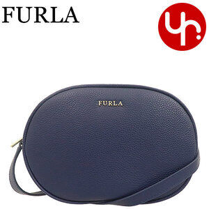 FURLA Carla Leather Crossbody Shoulder Bag Navy Blue